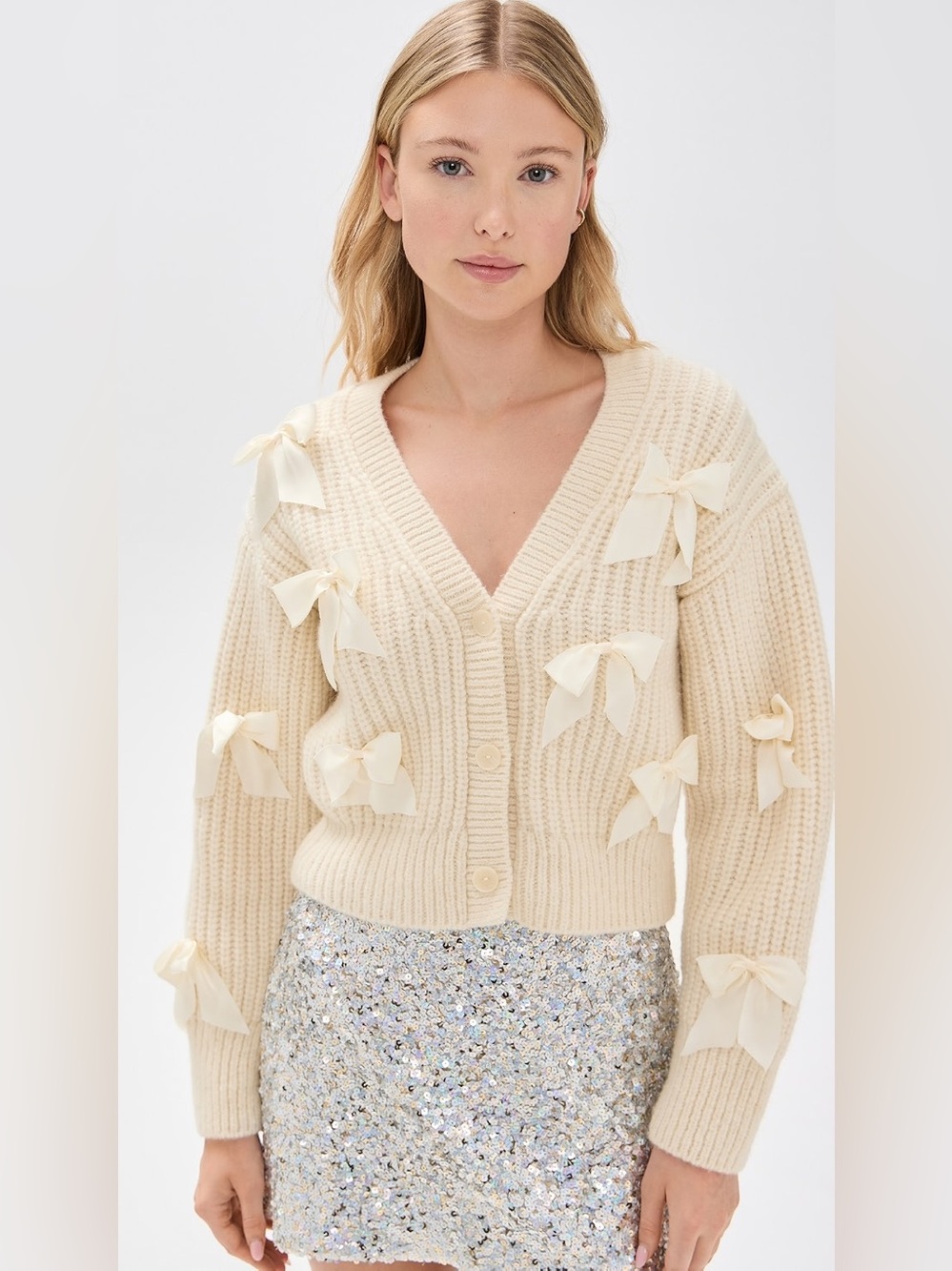 LoveShackFancy Ashtan Alpaca Cardigan in Snow